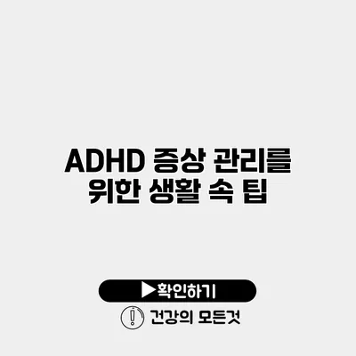ADHD 증상 관리를 위한 생활 속 팁