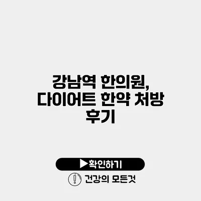 강남역 한의원, 다이어트 한약 처방 후기