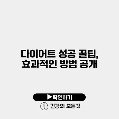 다이어트 성공 꿀팁, 효과적인 방법 공개