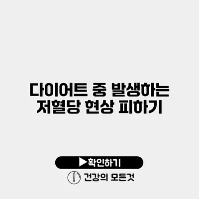 다이어트 중 발생하는 저혈당 현상 피하기