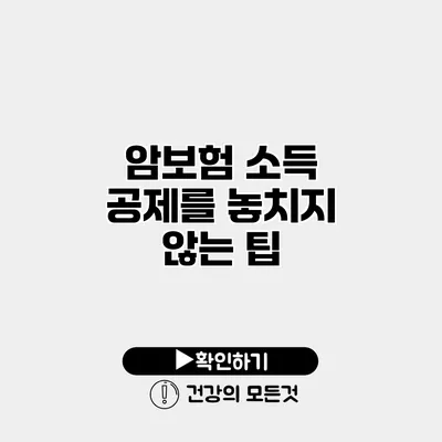 암보험 소득 공제를 놓치지 않는 팁