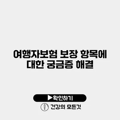 여행자보험 보장 항목에 대한 궁금증 해결