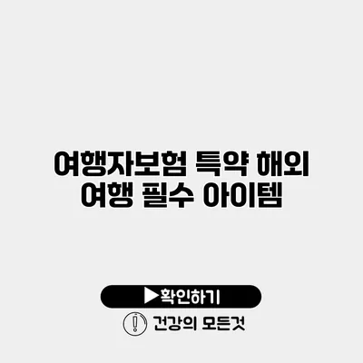 여행자보험 특약 해외 여행 필수 아이템