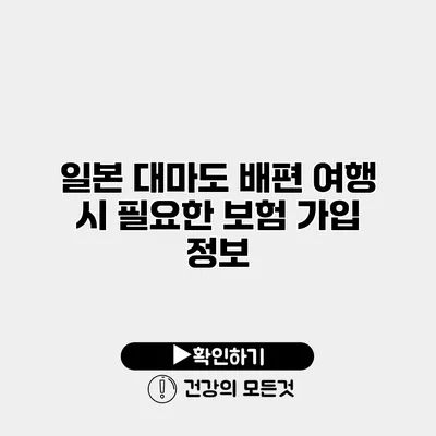 일본 대마도 배편 여행 시 필요한 보험 가입 정보