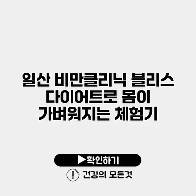 일산 비만클리닉 블리스 다이어트로 몸이 가벼워지는 체험기