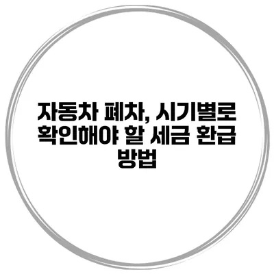 자동차 폐차, 시기별로 확인해야 할 세금 환급 방법