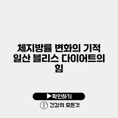 체지방률 변화의 기적 일산 블리스 다이어트의 힘