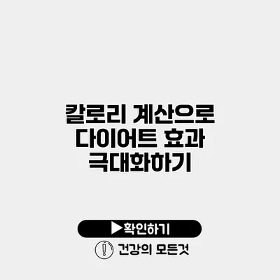 칼로리 계산으로 다이어트 효과 극대화하기