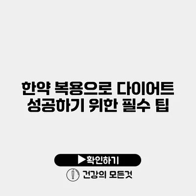 한약 복용으로 다이어트 성공하기 위한 필수 팁