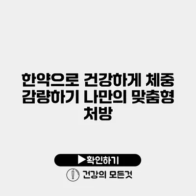 한약으로 건강하게 체중 감량하기 나만의 맞춤형 처방