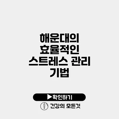 해운대의 효율적인 스트레스 관리 기법