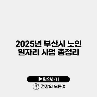 2025년 부산시 노인 일자리 사업 총정리