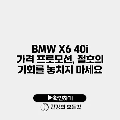 BMW X6 40i 가격 프로모션, 절호의 기회를 놓치지 마세요