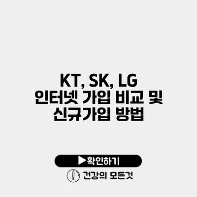 KT, SK, LG 인터넷 가입 비교 및 신규가입 방법