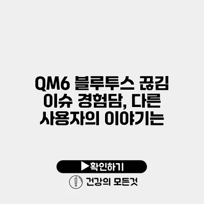 QM6 블루투스 끊김 이슈 경험담, 다른 사용자의 이야기는?