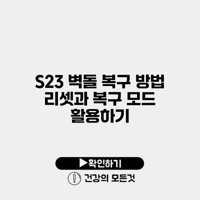 S23 벽돌 복구 방법 리셋과 복구 모드 활용하기
