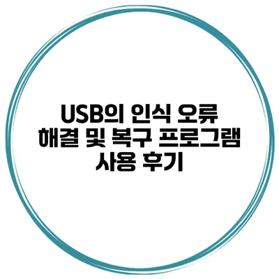 USB의 인식 오류 해결 및 복구 프로그램 사용 후기