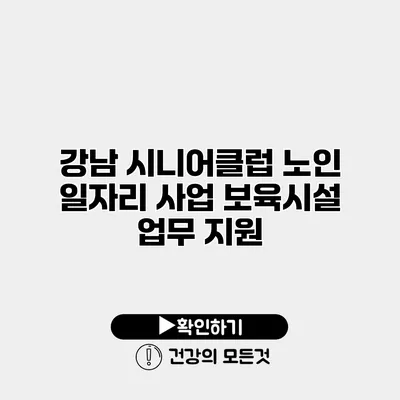 강남 시니어클럽 노인 일자리 사업 보육시설 업무 지원