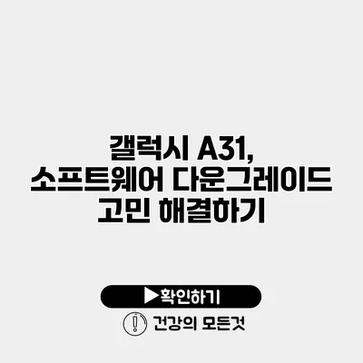 갤럭시 A31, 소프트웨어 다운그레이드 고민 해결하기