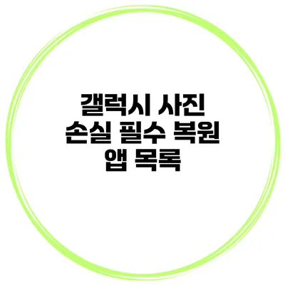 갤럭시 사진 손실 필수 복원 앱 목록