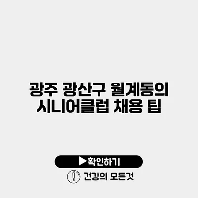 광주 광산구 월계동의 시니어클럽 채용 팁