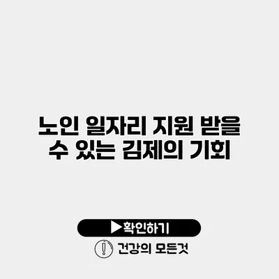 노인 일자리 지원 받을 수 있는 김제의 기회