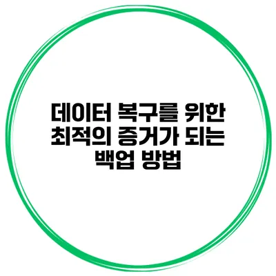 데이터 복구를 위한 최적의 증거가 되는 백업 방법