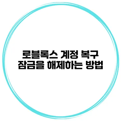로블록스 계정 복구 잠금을 해제하는 방법