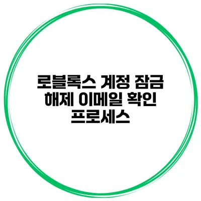 로블록스 계정 잠금 해제 이메일 확인 프로세스