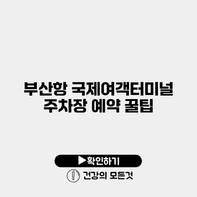 부산항 국제여객터미널 주차장 예약 꿀팁