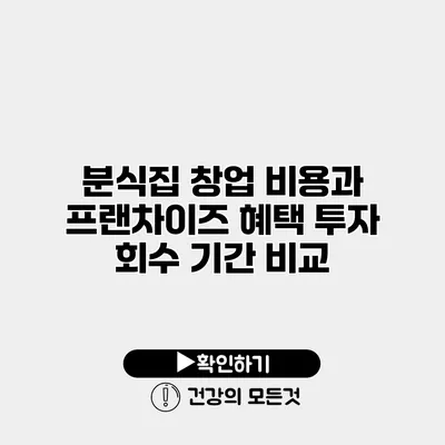 분식집 창업 비용과 프랜차이즈 혜택 투자 회수 기간 비교