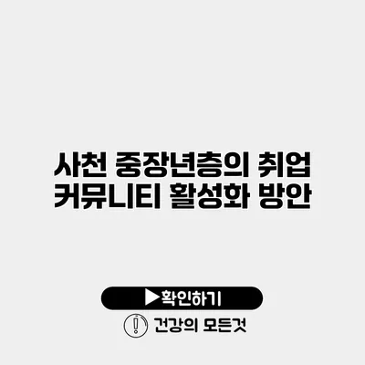 사천 중장년층의 취업 커뮤니티 활성화 방안