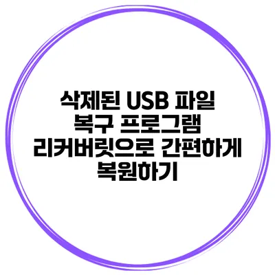 삭제된 USB 파일 복구 프로그램 리커버릿으로 간편하게 복원하기