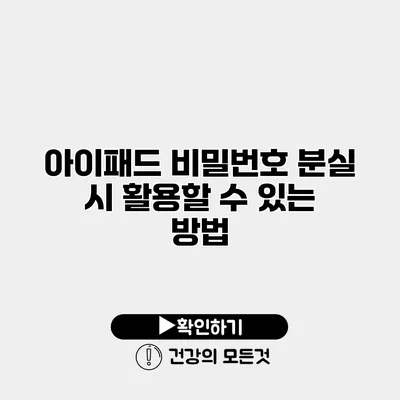 아이패드 비밀번호 분실 시 활용할 수 있는 방법