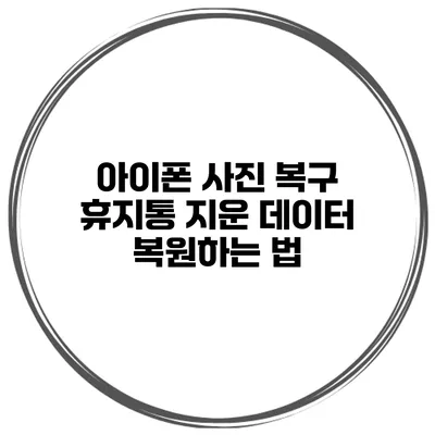 아이폰 사진 복구 휴지통 지운 데이터 복원하는 법