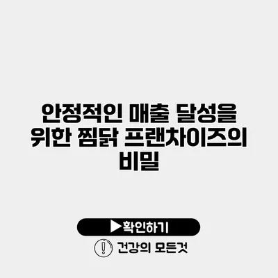 안정적인 매출 달성을 위한 찜닭 프랜차이즈의 비밀
