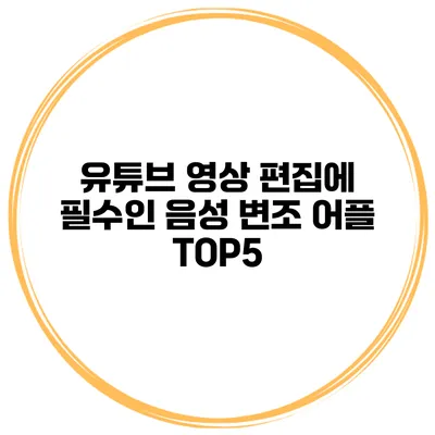 유튜브 영상 편집에 필수인 음성 변조 어플 TOP5