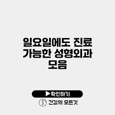 일요일에도 진료 가능한 성형외과 모음