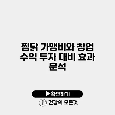 찜닭 가맹비와 창업 수익 투자 대비 효과 분석