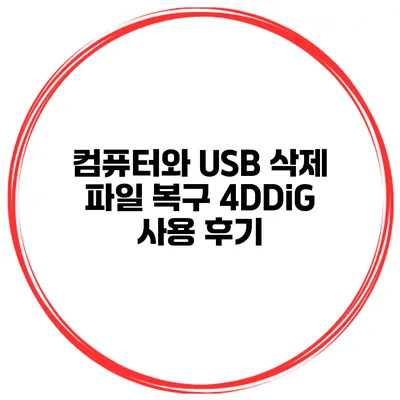 컴퓨터와 USB 삭제 파일 복구 4DDiG 사용 후기