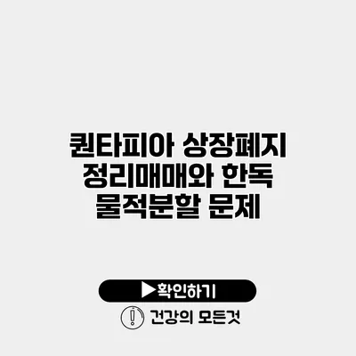 퀀타피아 상장폐지 정리매매와 한독 물적분할 문제