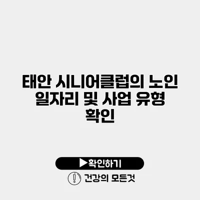 태안 시니어클럽의 노인 일자리 및 사업 유형 확인