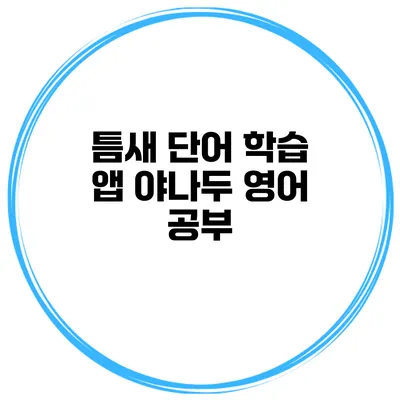 틈새 단어 학습 앱 야나두 영어 공부