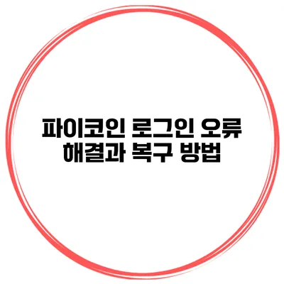 파이코인 로그인 오류 해결과 복구 방법