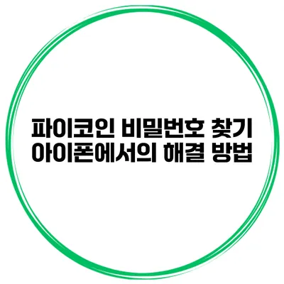 파이코인 비밀번호 찾기 아이폰에서의 해결 방법