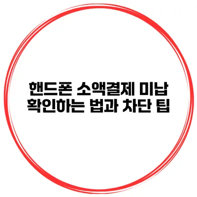핸드폰 소액결제 미납 확인하는 법과 차단 팁